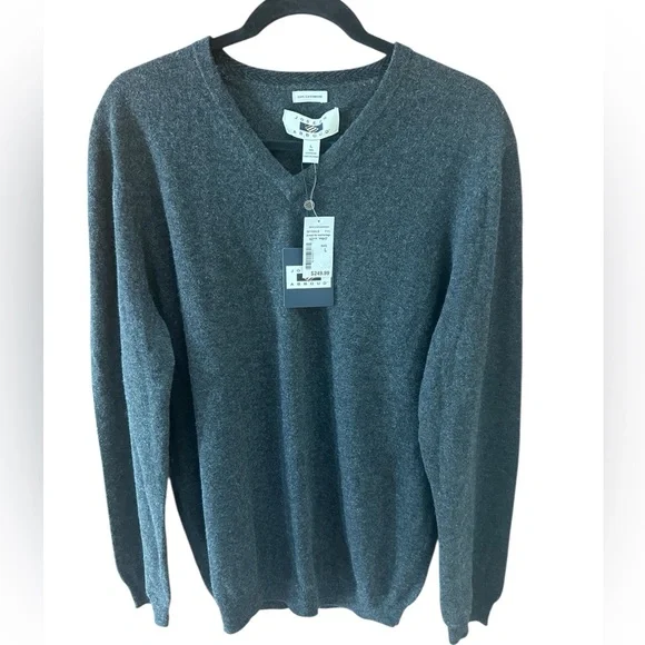 Joseph Abound Dark Charcoal Grey V Neck 100% Cashmere Sweater Size L- NWT